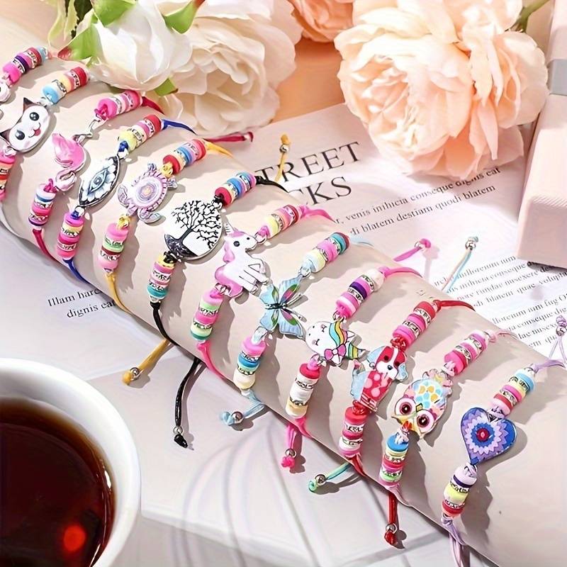 24Pcs Little Girl's Jewelry, Cute Animal Pendant Woven Bracelet Ring Set,  Dress Up Party Favor Birthday Gift